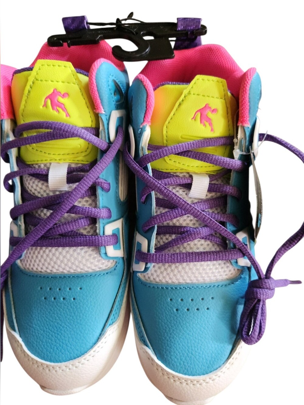 AND1 Youth High Top Basketball Sneakers Size 2 | Blue Pink Purple Neon ~ NWT
